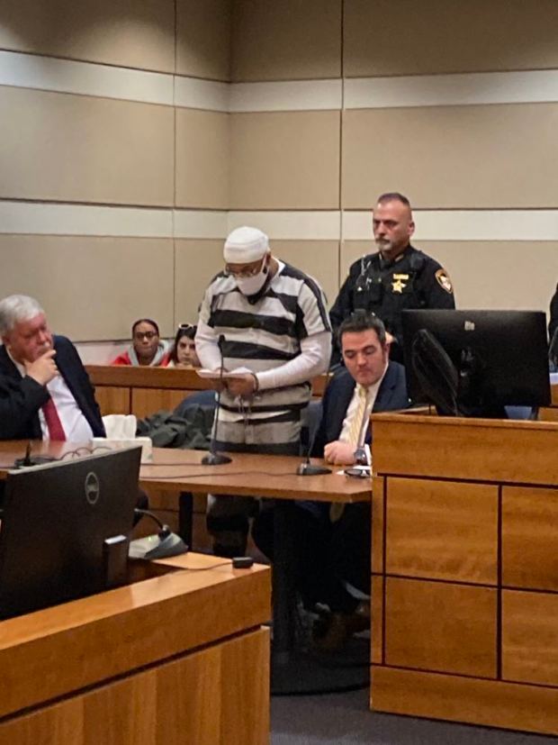 James Lavern Kimbrough III addresses the court prior to being sentenced. (Heather Chapin--The Morning Journal)