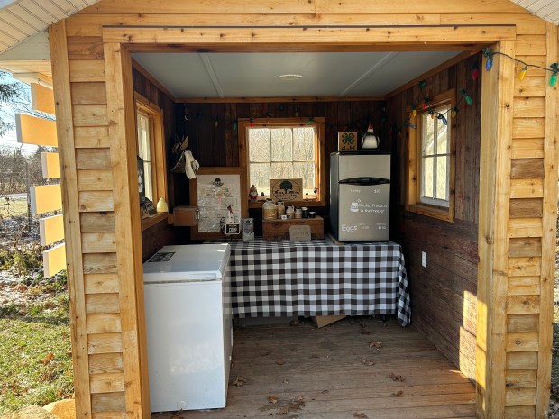 The Woods Family Farm, 2800 Cooper Foster Park Rd in Vermilion, offers home-grown meat and food items in their 24-hour roadside stand. (Larissa Beriswill - The Morning Journal)